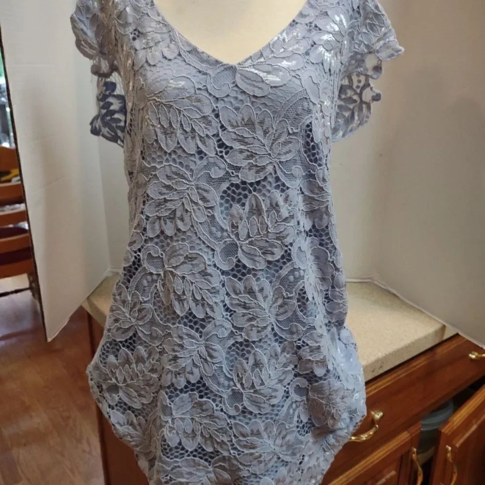 👍 BB DAKOTA Blue Lace Shift Dress Size XL. W1